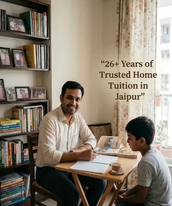 Experienced and friendly home tutor in Jaipur teaching a student at home